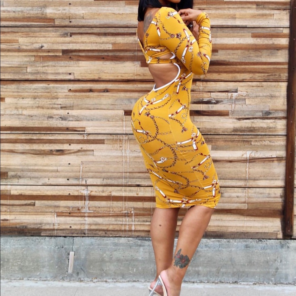 Leopard Print Open Back Midi Dress